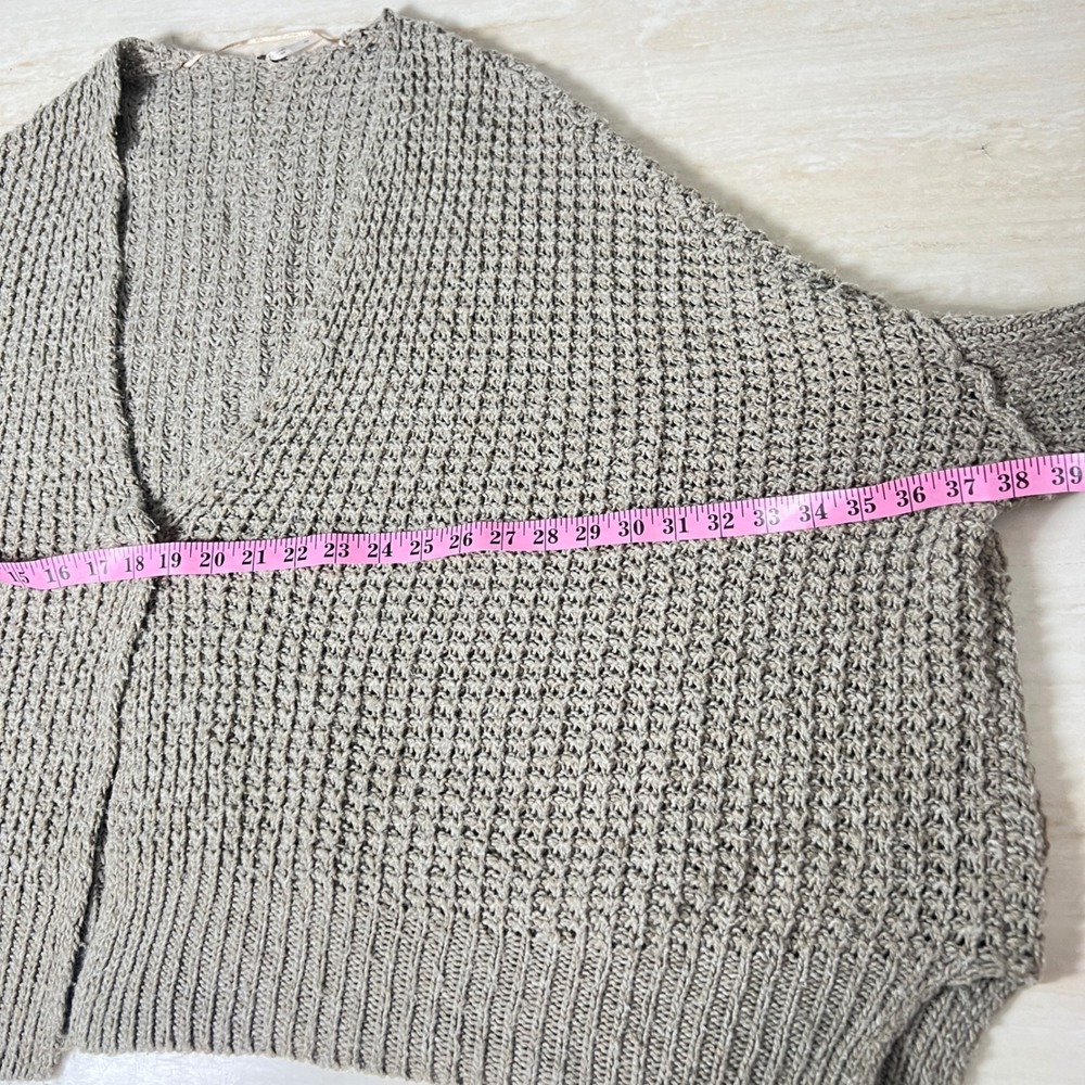 Free People Chunky Knit Oversized Cardigan Taupe Wool Angora Batwing Sweater L - Picture 7 of 10